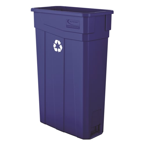 Suncast Commercial 23 Gallon Resin Slim Trash Can, Recycle Blue